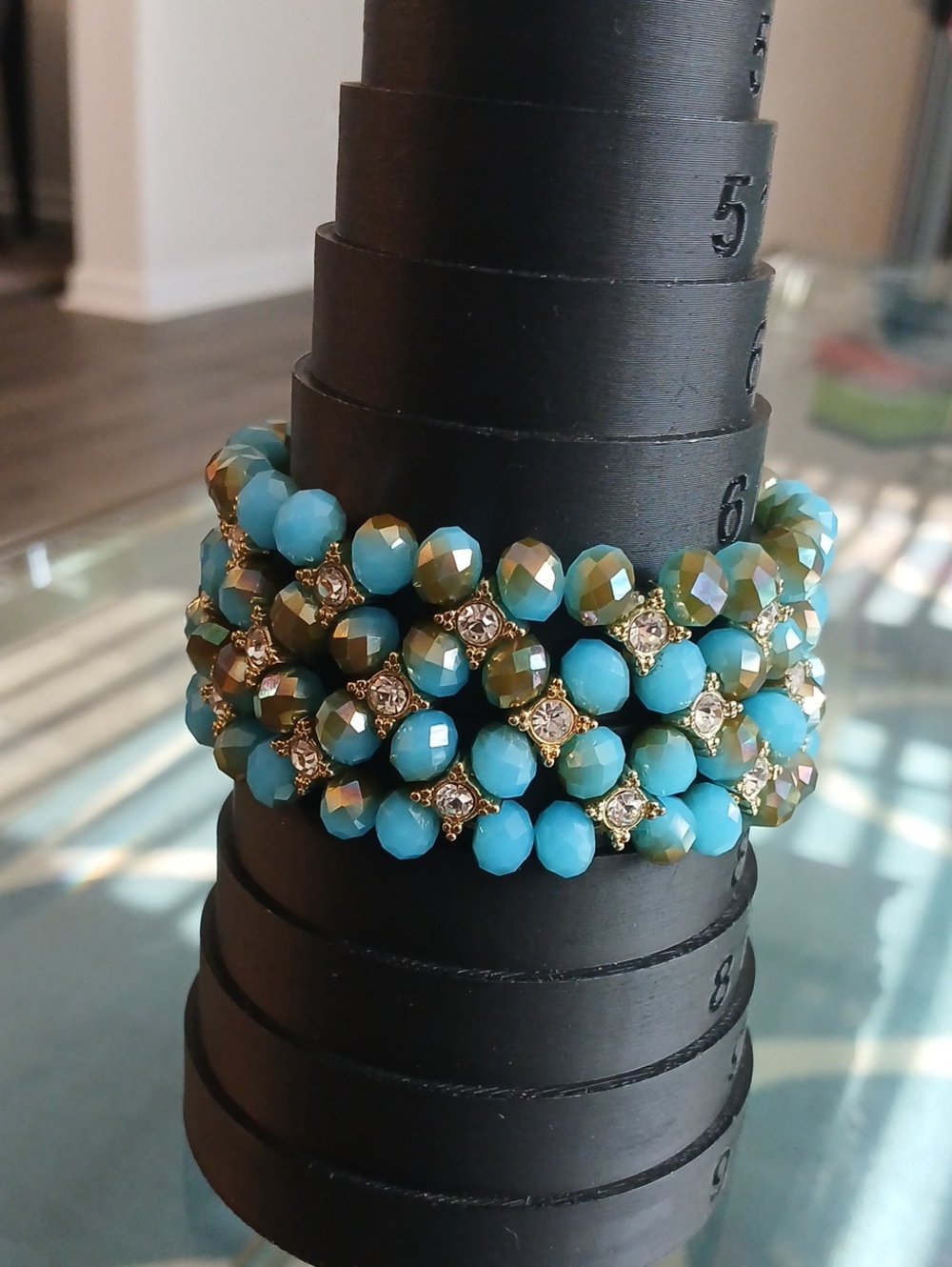 Turquoise Crystal Beaded Stretch Bracelet Stack